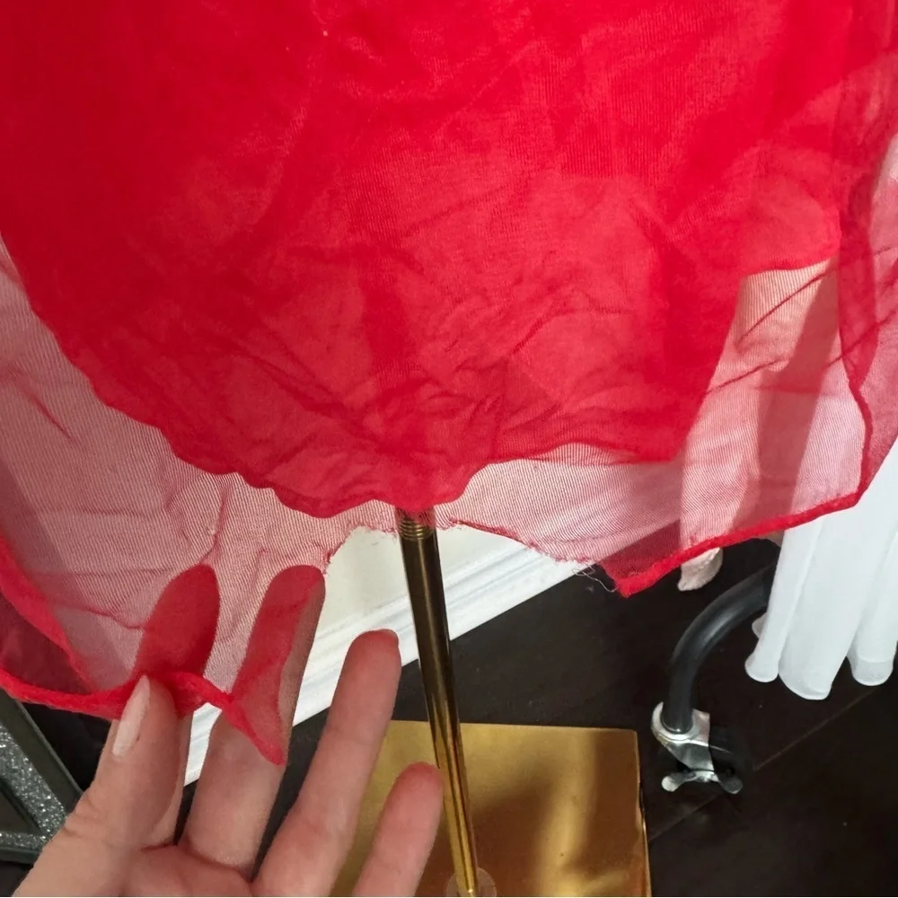 Vintage red babydoll Dress lingerie nightwear coquette L - Picture 7 of 8